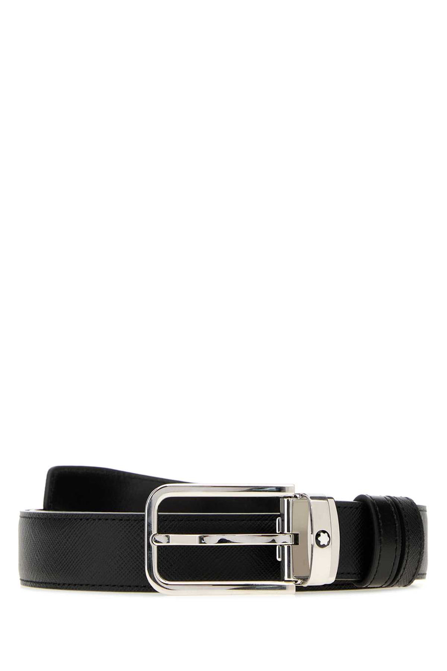 Black Leather Reversible Belt Blackblack Cinture