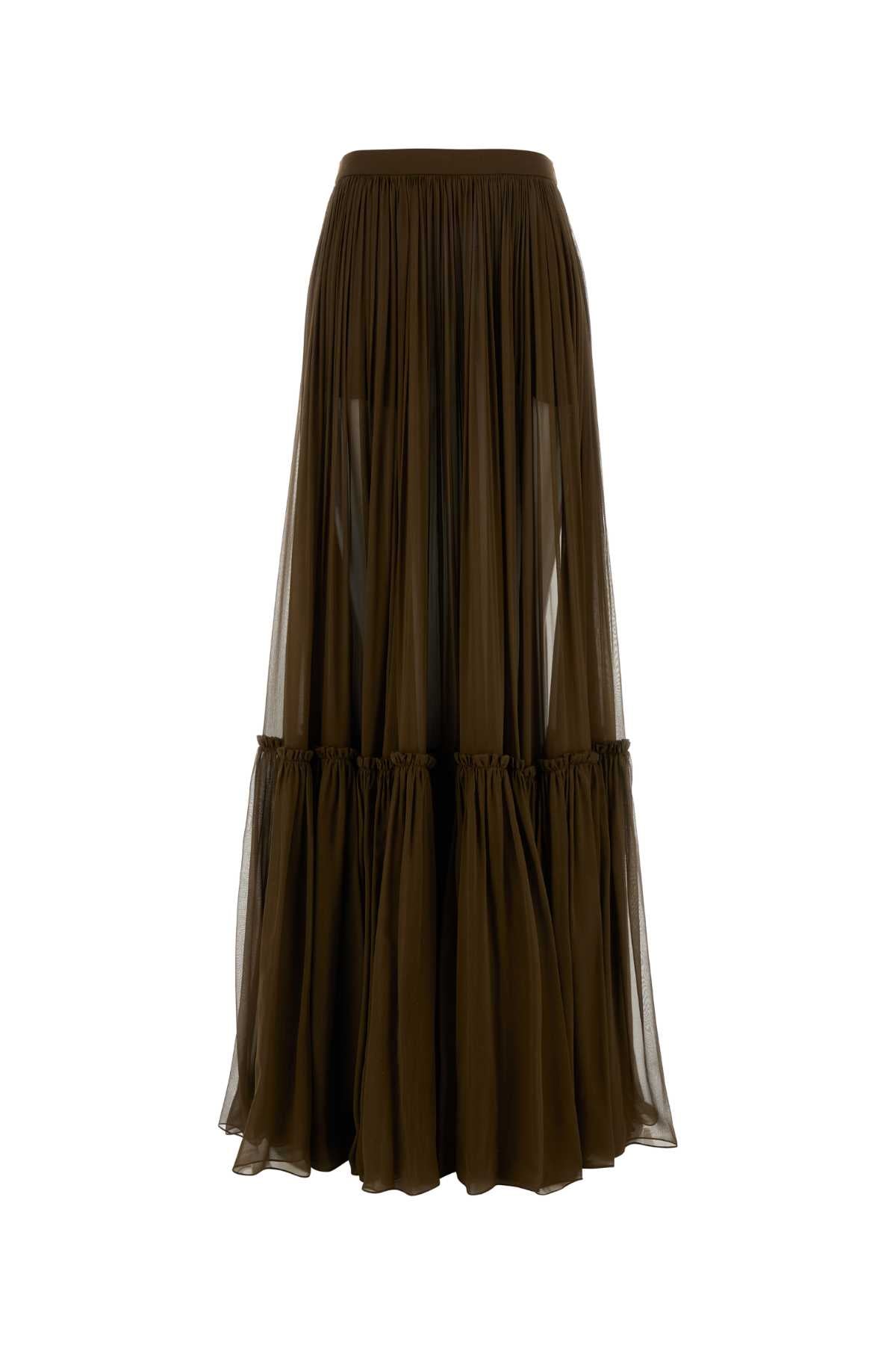 Brown Crepe Skirt Bronze Exterior: Silk Gonne