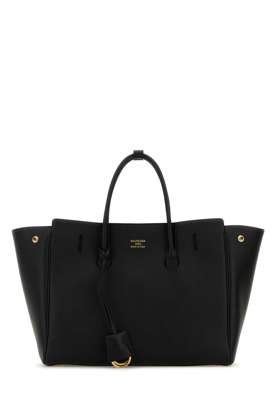 Balenciaga Exterior: 100% Calf Lining: 100% Leather Finishing: Golden metal top handle bag in black