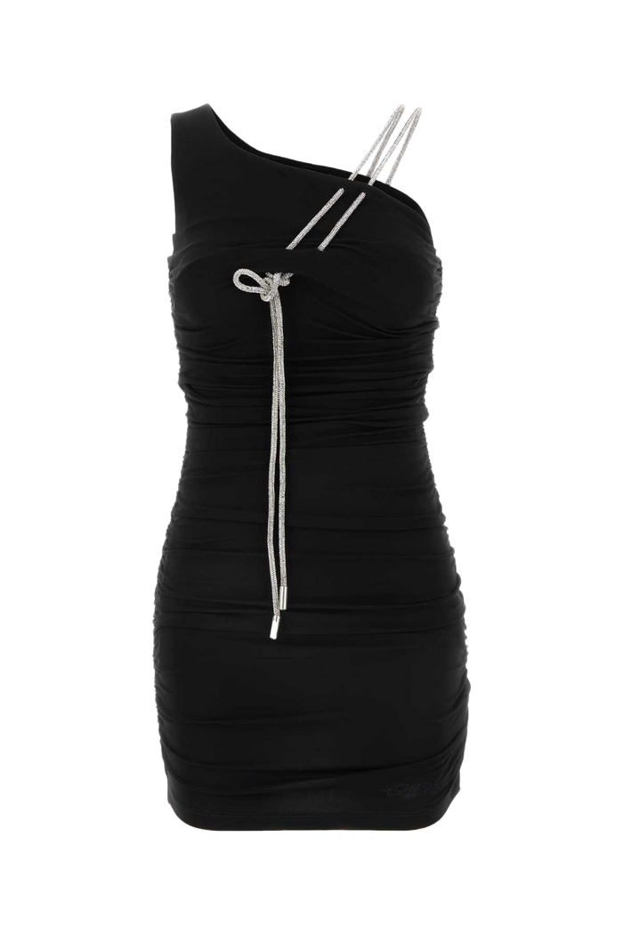 Black Stretch Viscose Mini Dress Blackbl Exterior: Elastane Abiti