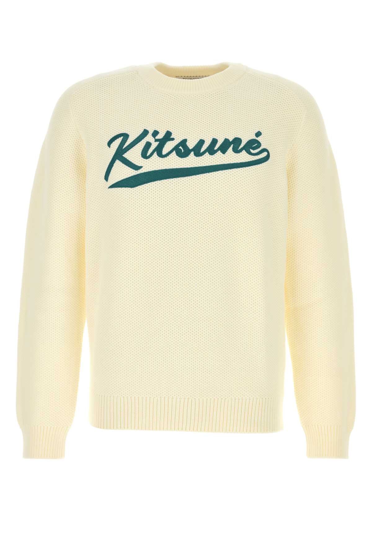 Ivory Cotton Blend Sweater Milk Exterior: Nylon Felpe