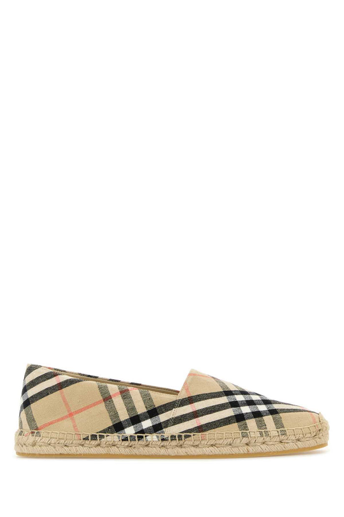 Embroidered Canvas Espadrilles Sandipcheck Linen Elastane Espadrillas
