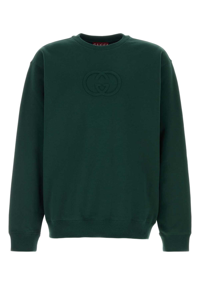 Bottle Green Cotton Sweatshirt Exterior: Felpe