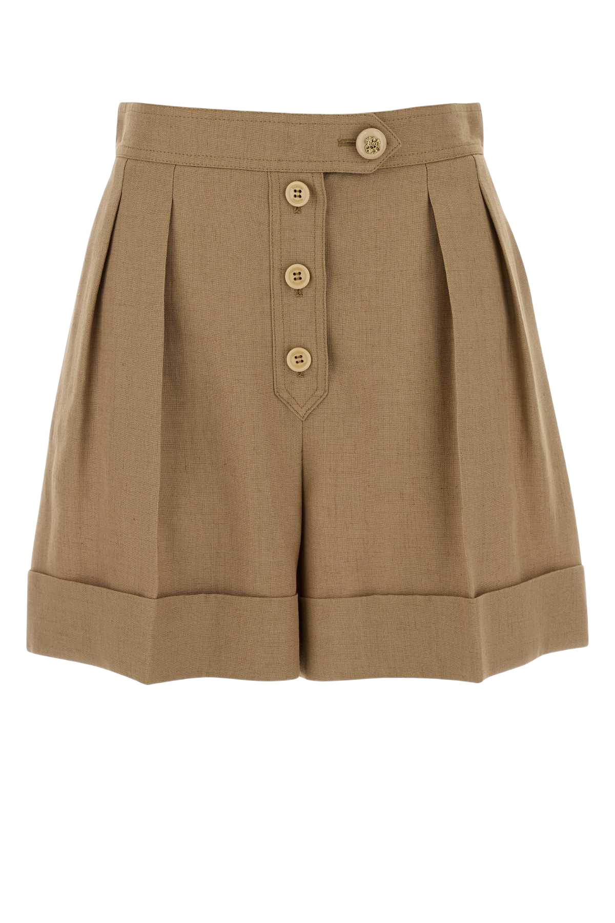 Biscuit Viscose Blend Shorts Beige Flax (or Linen)