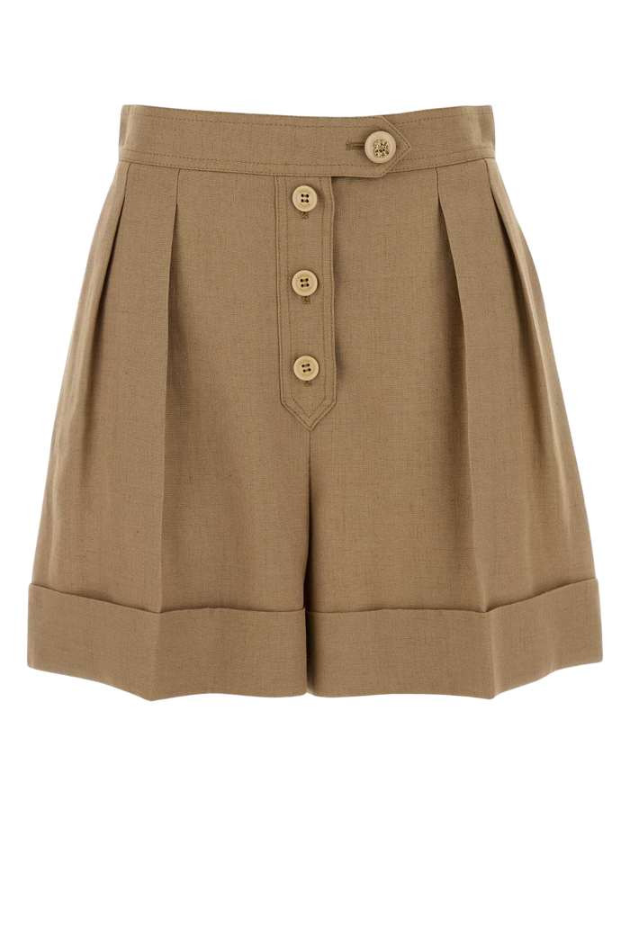 Biscuit Viscose Blend Shorts Beige Flax (or Linen)