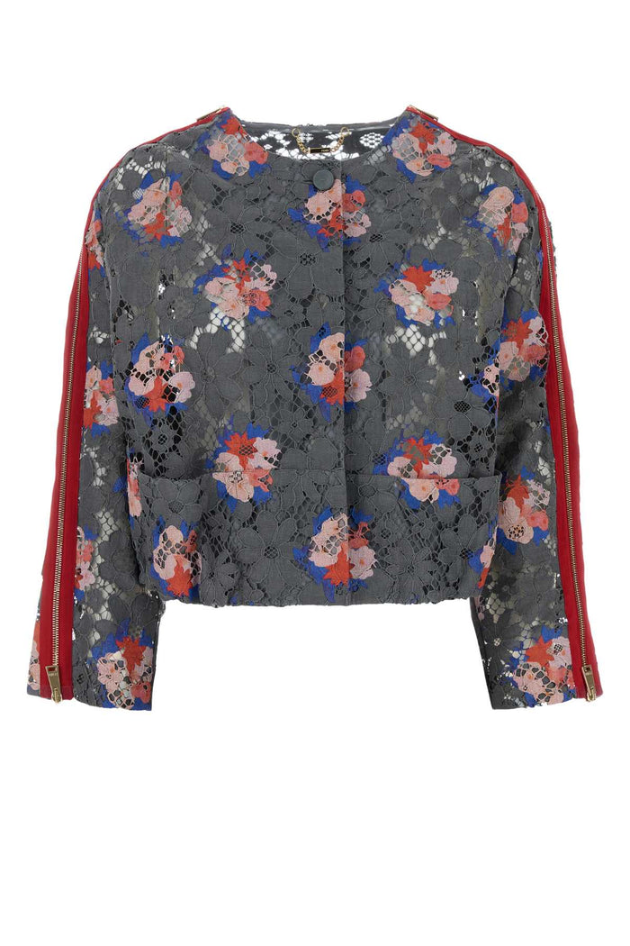Printed Lace Blazer Asfalto-26 Exterior: Cotton Viscose Giacche E Gilet