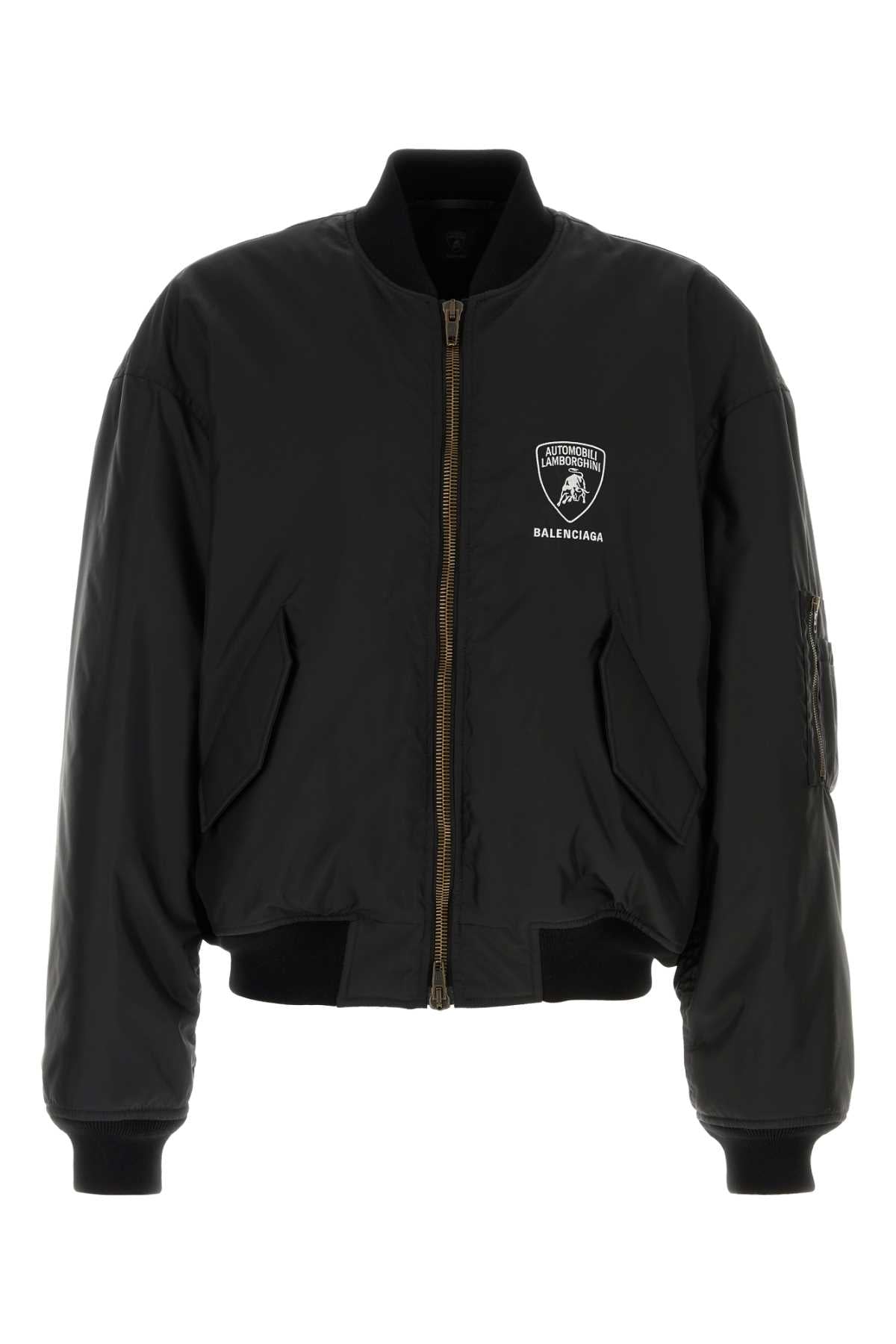 Black Nylon Balenciaga X Automobili Lamborghini Bomber Jacket Giubbini