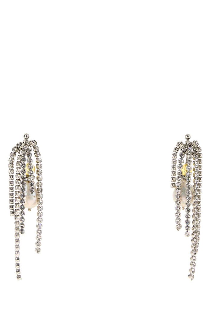 Embellished Metal Earrings Silver Orecchini