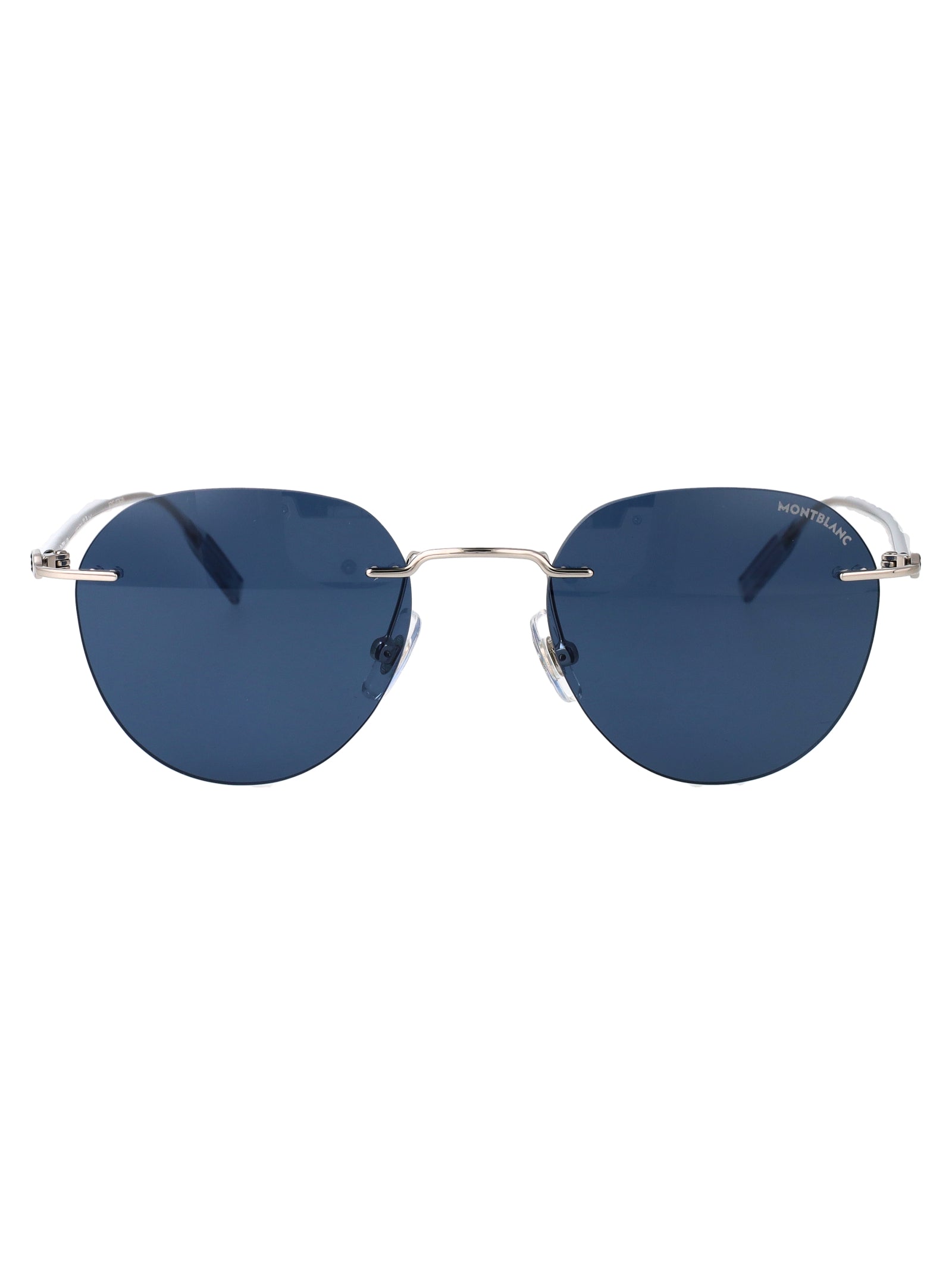 Silver-silver-blue Metal Sunglasses