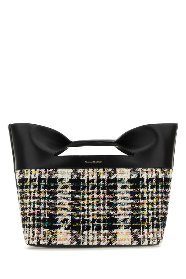 Alexander McQueen Leather and tweed top handle bag in multicolor