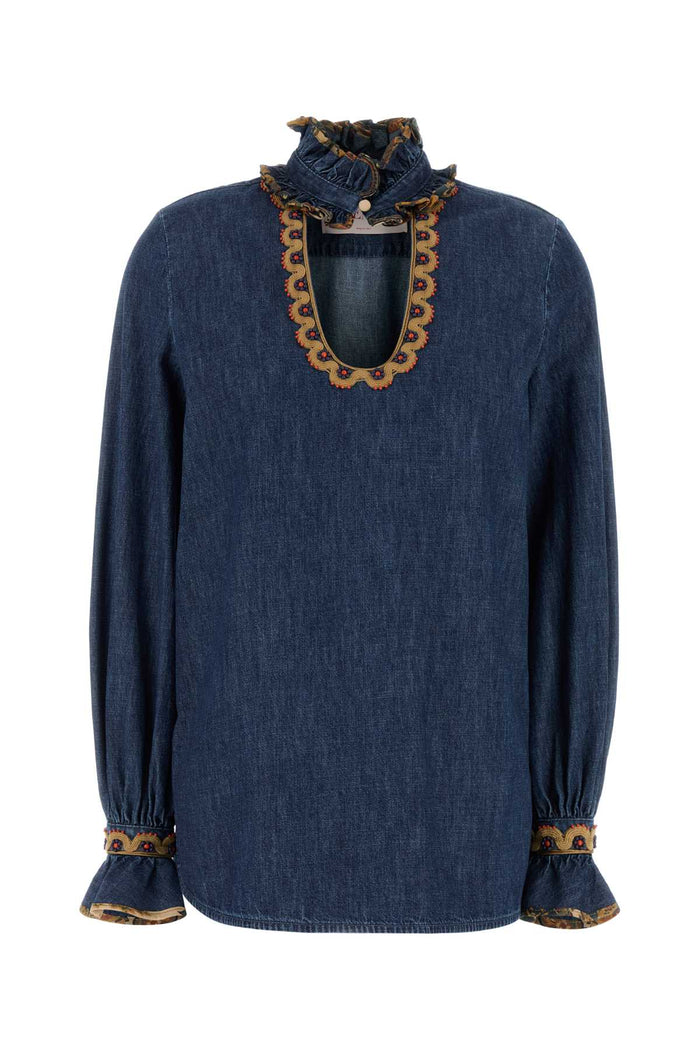 Chambray Denim Blouse Mediumbluedenim Exterior: Cotton Maglie