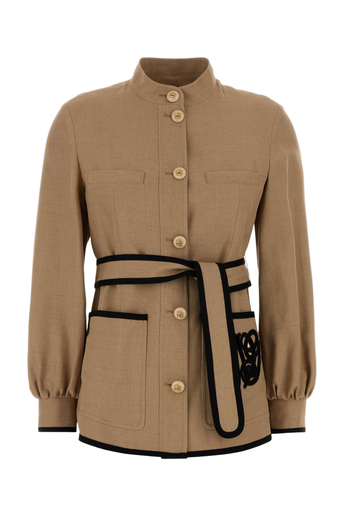 Beige Viscose Blend Blazer Giacche E Gilet
