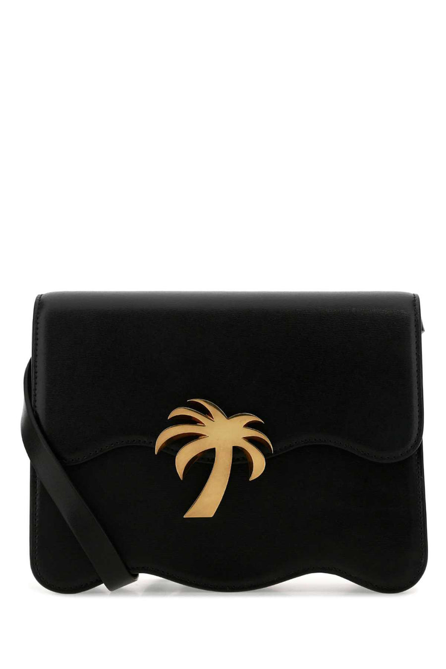 Palm Angels Exterior: 100% Calf. Lining: 100% Calf. Finishing: Golden metal shoulder bag in black