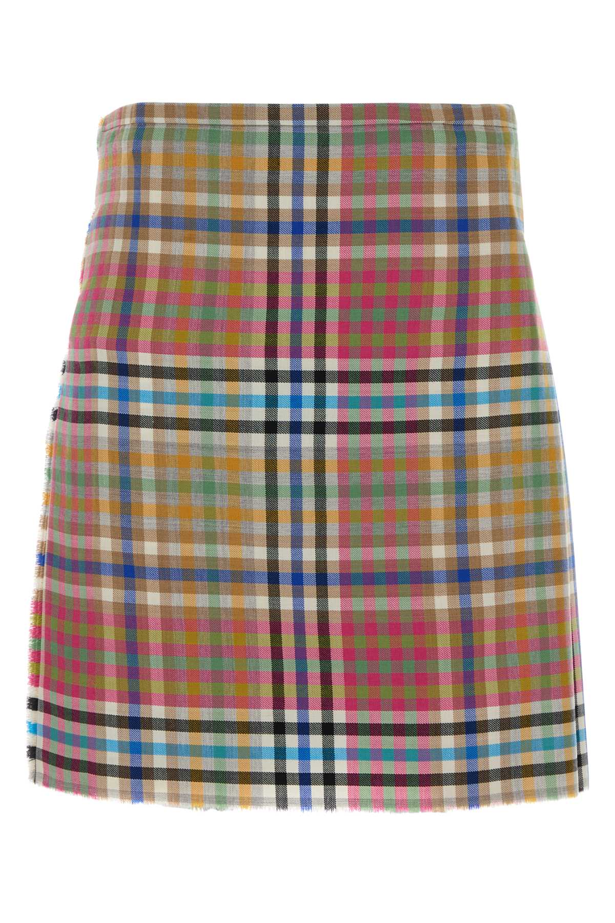 Embroidered Wool Mini Skirt Multi Exterior: Virgin Gonne
