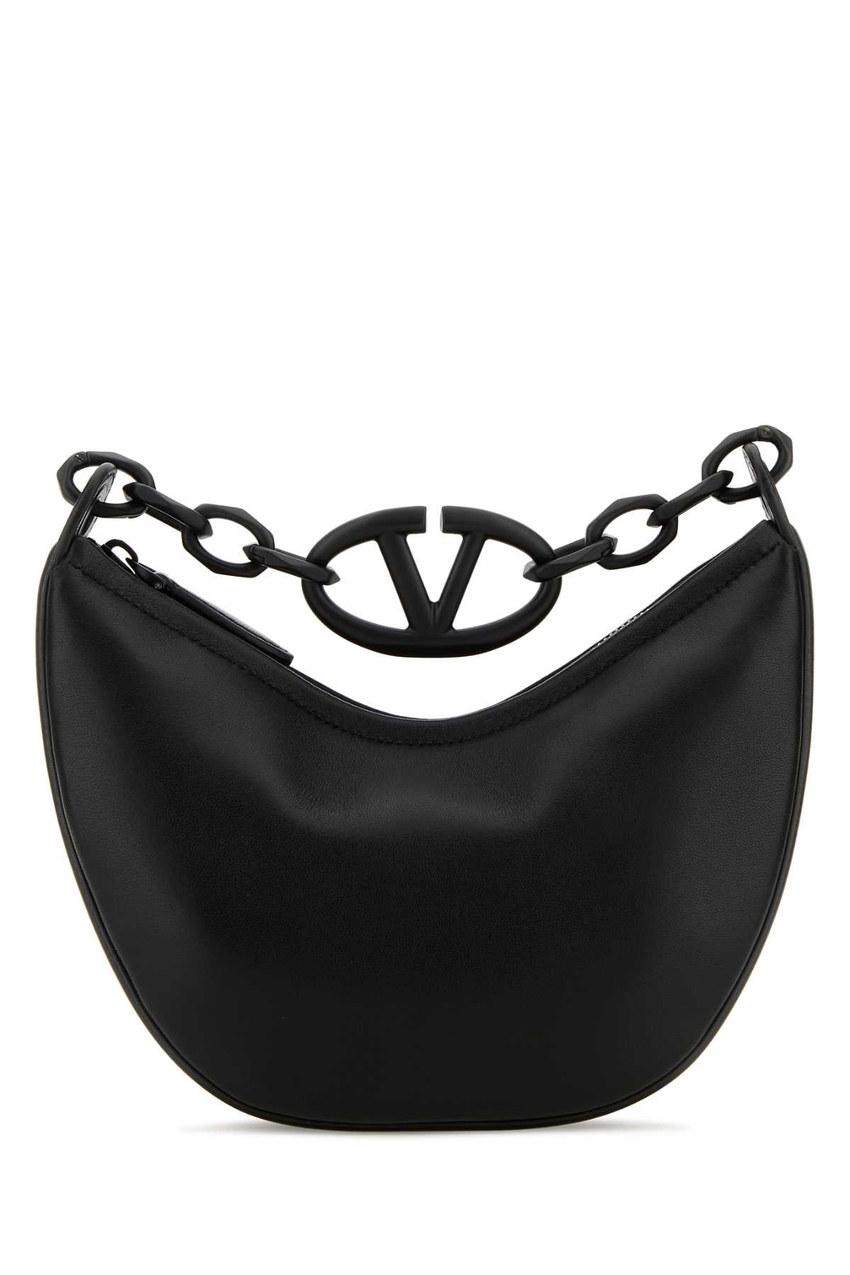 Black Leather Hobo Vlogo Moon Handbag Nero Borse A Mano