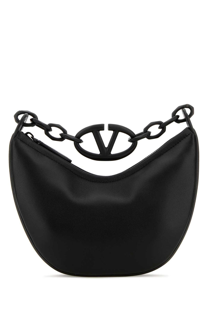 Black Leather Hobo Vlogo Moon Handbag Nero Borse A Mano