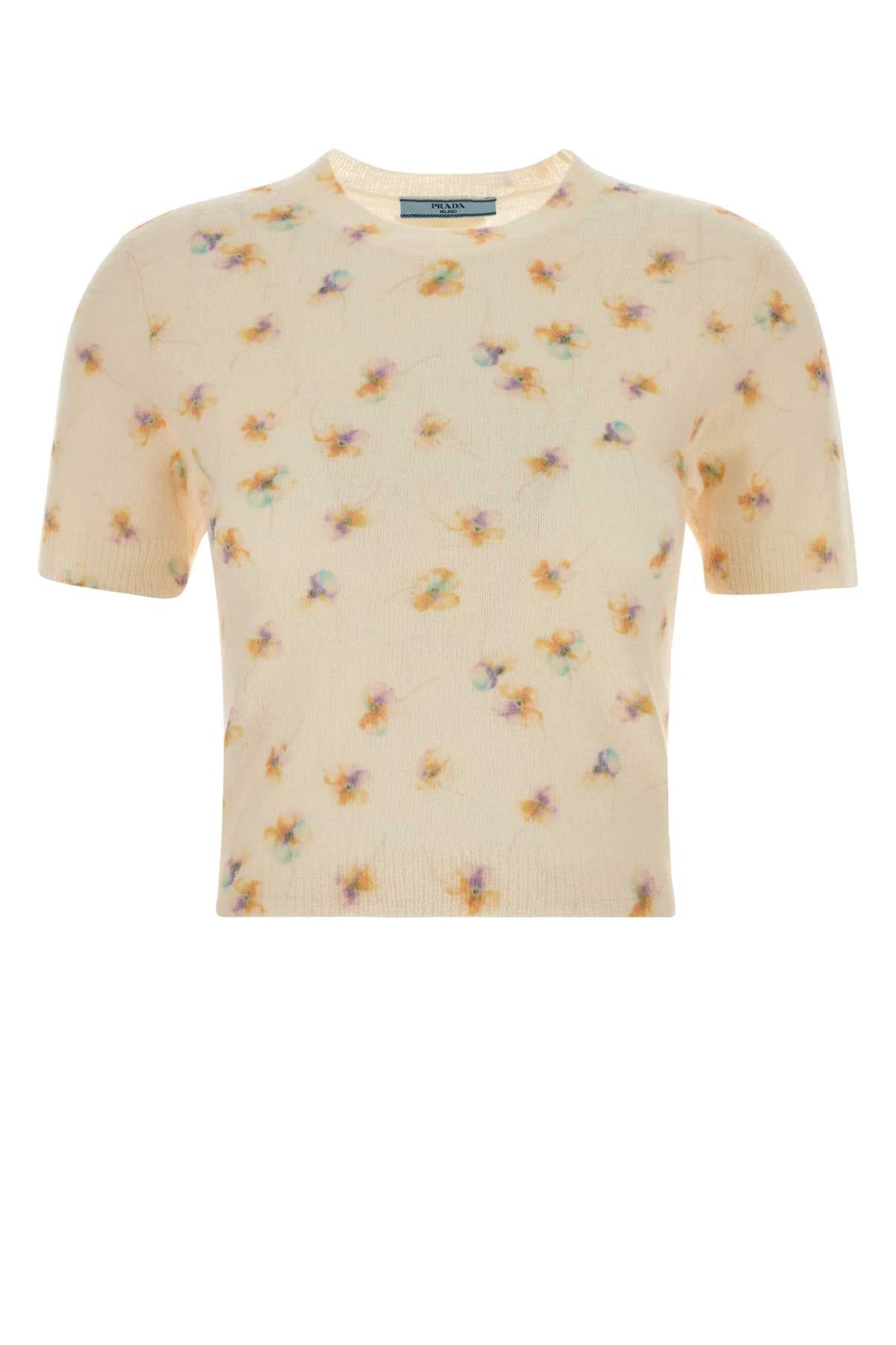 Embroidered Wool Sweater Crema Exterior: Virgin Maglie