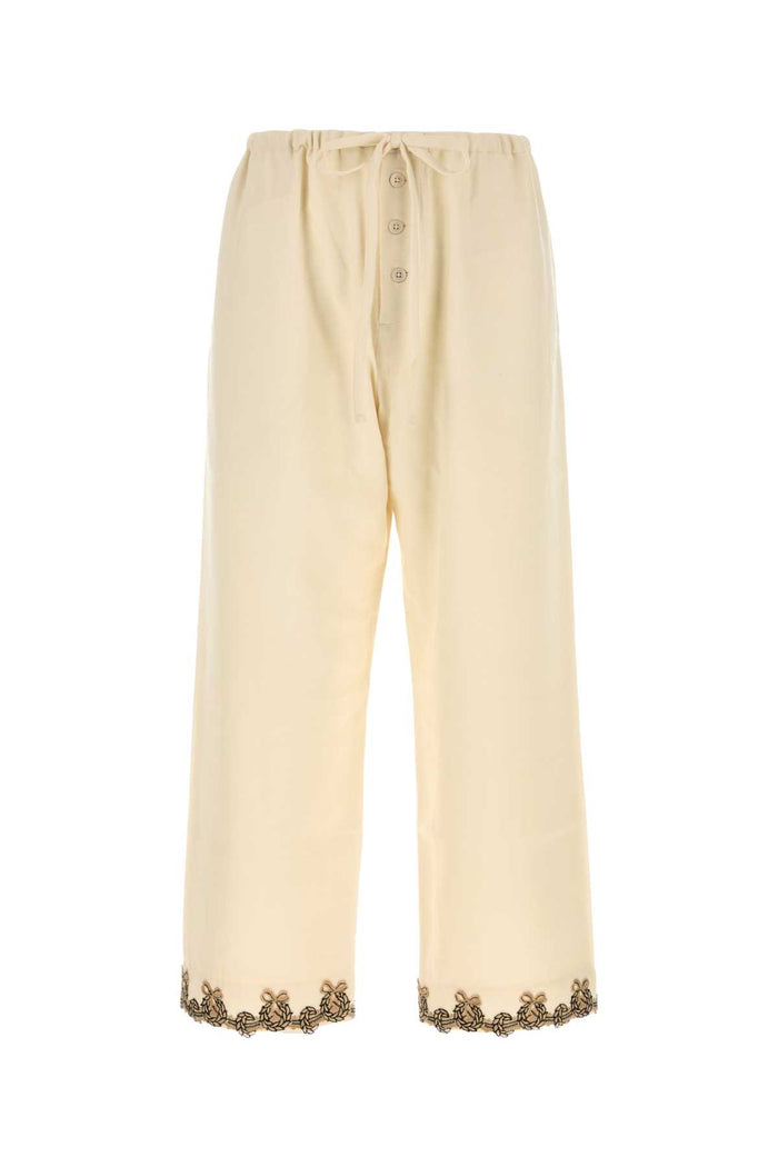 Cream Wool Joggers Exterior: Pantaloni
