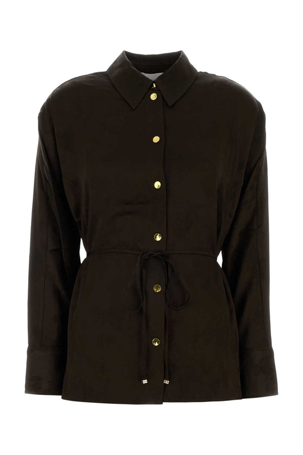 Ganni Satin 75% Acetate shirt in brown