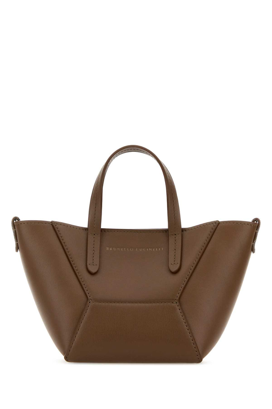 Brunello Cucinelli Exterior: 100% Leather; Lining: 100% Suede; Finishing: Ruthenium tote bag in brown