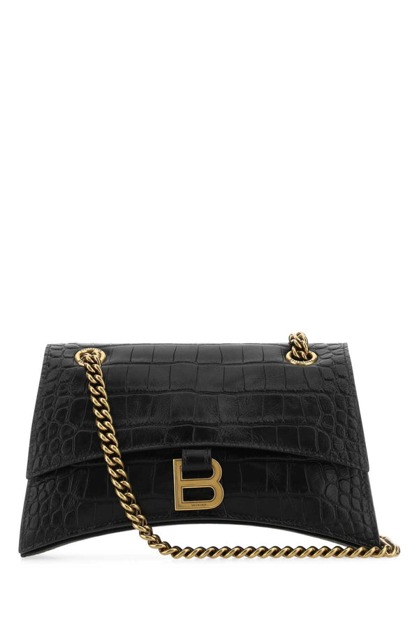 Balenciaga T Domesticated Calf Leather 100% shoulder bag in black