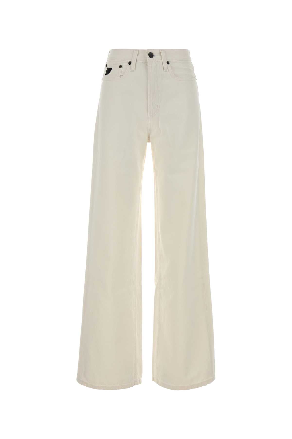 White Denim Skater Loose Wide-Leg Jeans
