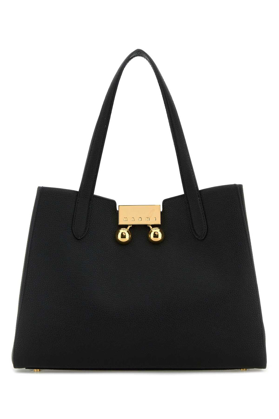Marni Exterior: 100% Bovine leather; Lining: 100% Bovine leather; Finishing: Golden metal shoulder bag in black