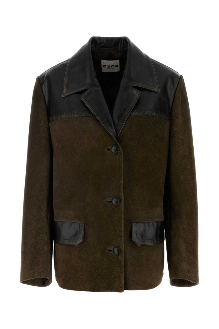 Bottle Green Suede Jacket Fango Giacche E Gilet