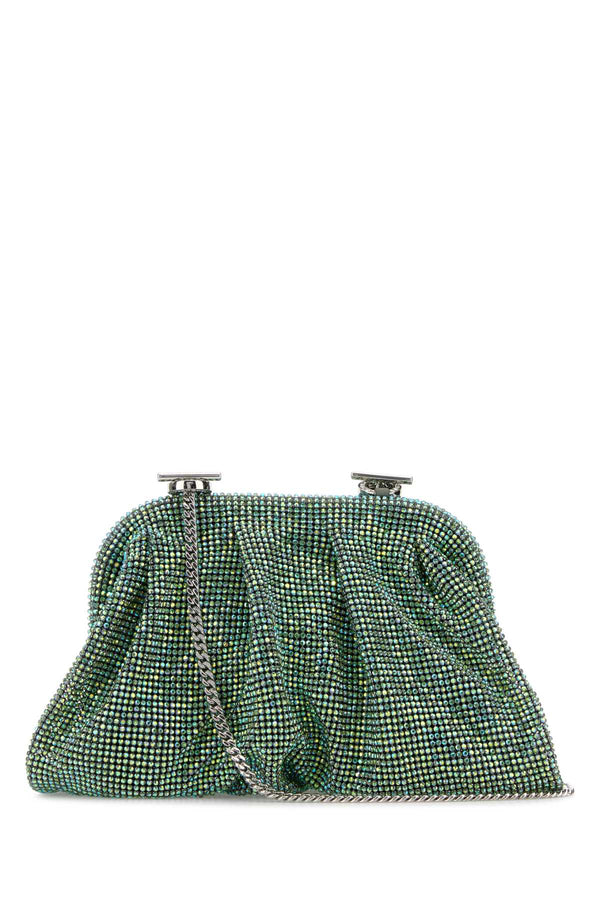 Embellished Fabric Small Venus Clutch Fantasygreen
