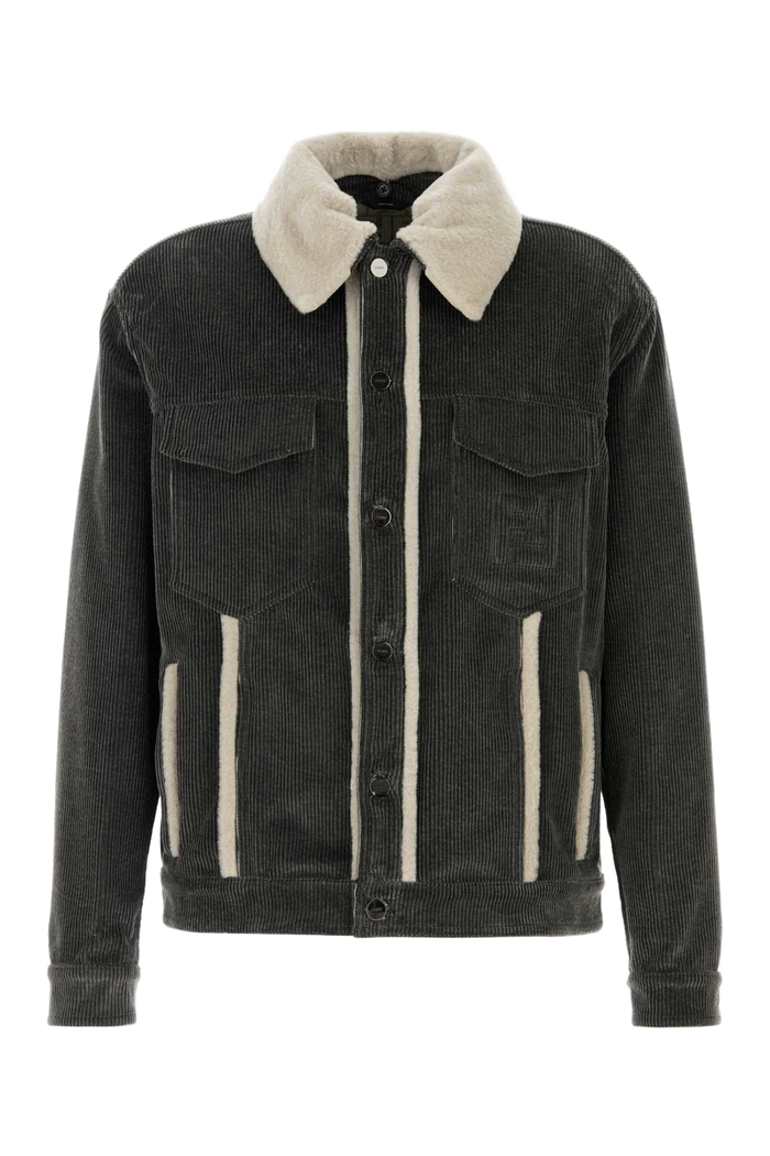 Dark Grey Velvet Jacket Ardesia Exterior: Cotton Giacche E Gilet