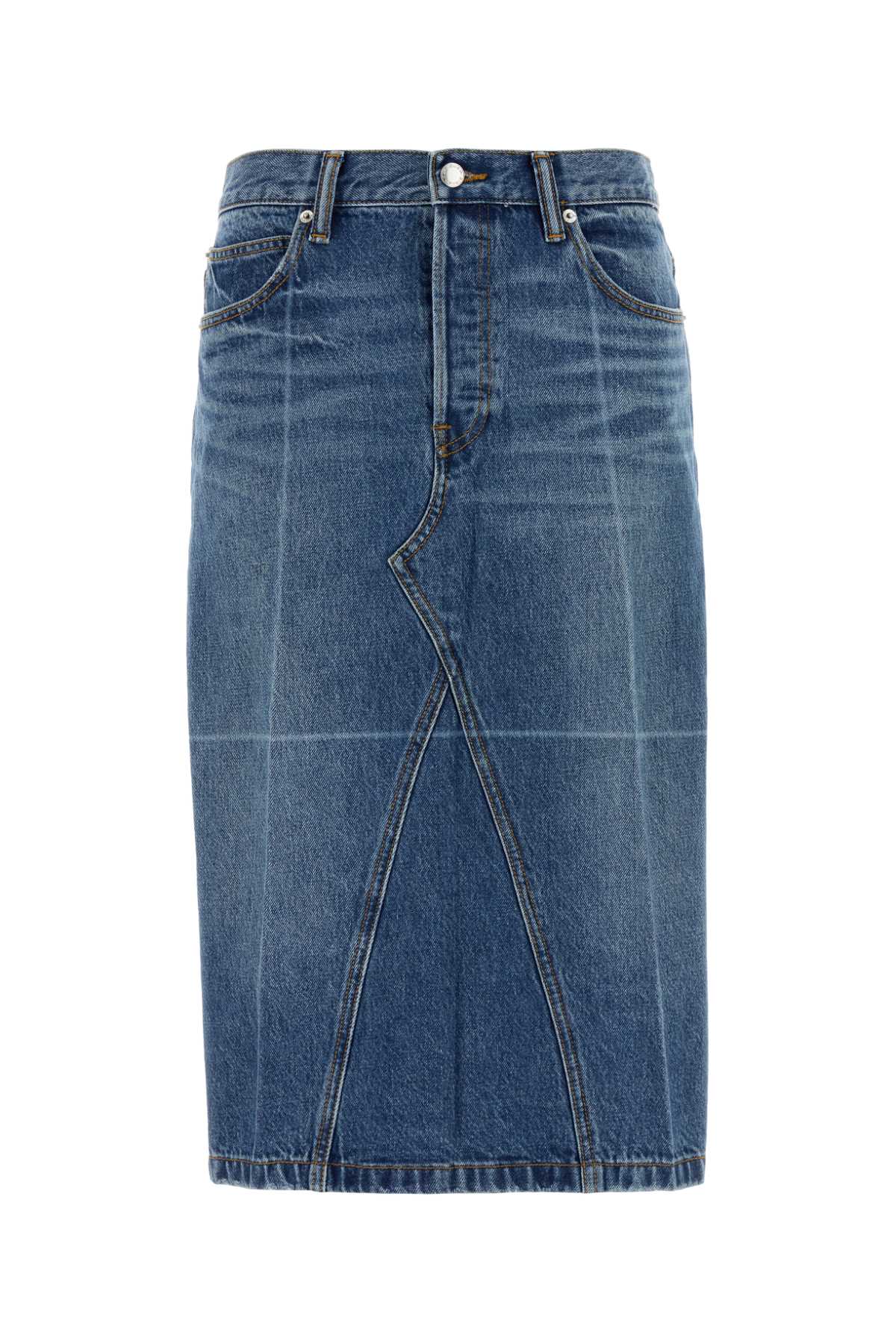 Denim Skirt Vintagemarbledblue Exterior: Cotton Gonne