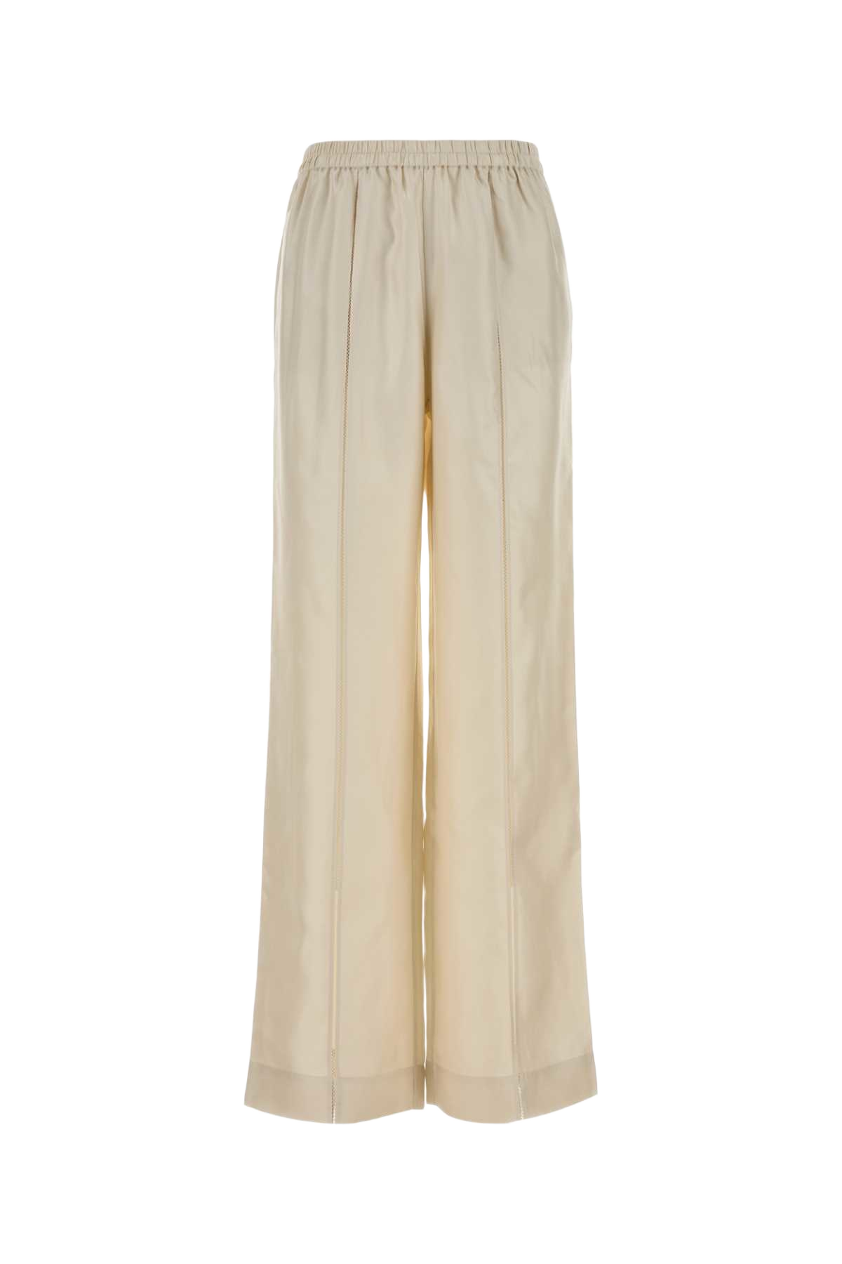 Ivory Satin Lars Wide-Leg Pant Exterior: Silk Pantaloni