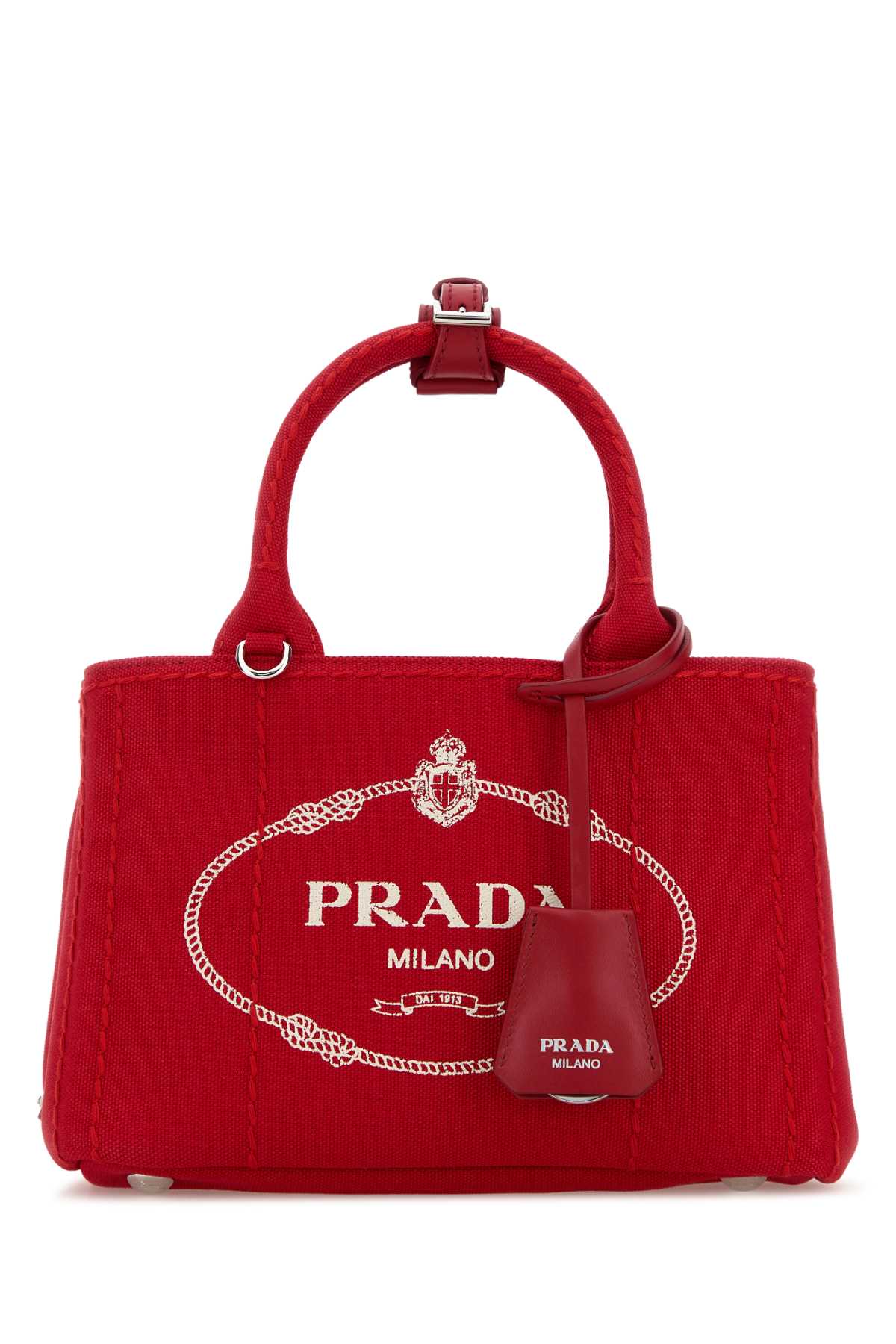 Red Canvas Mini Prada Jardiniã¨re Handbag Rosso Borse A Mano