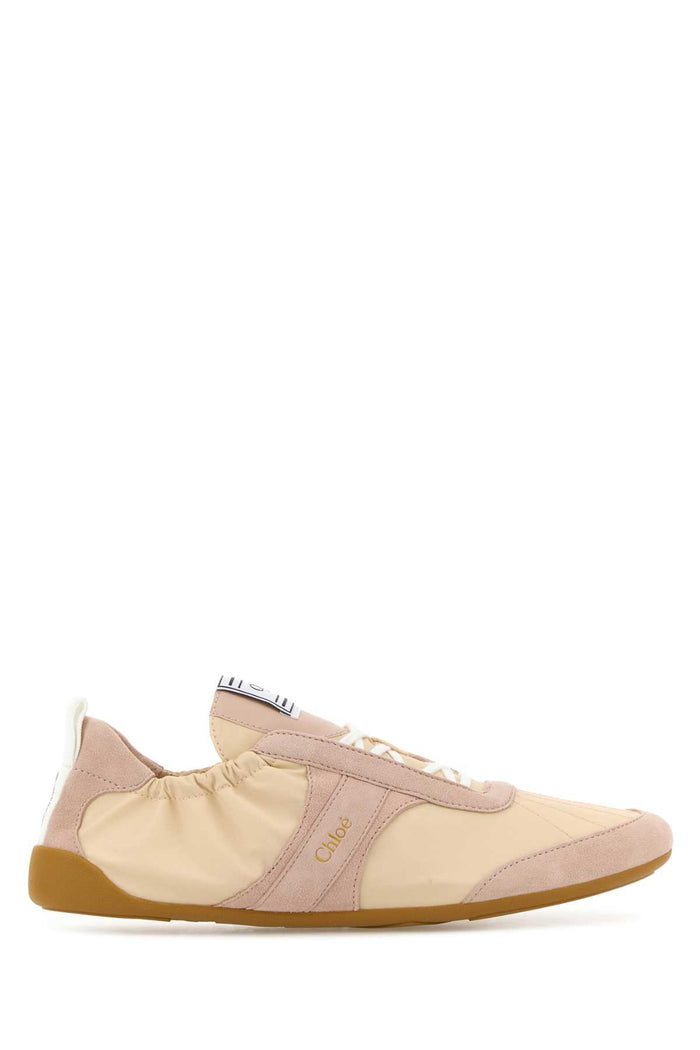 Two-Tone Canvas And Leather Chloã¨ Kick Sneakers Beige