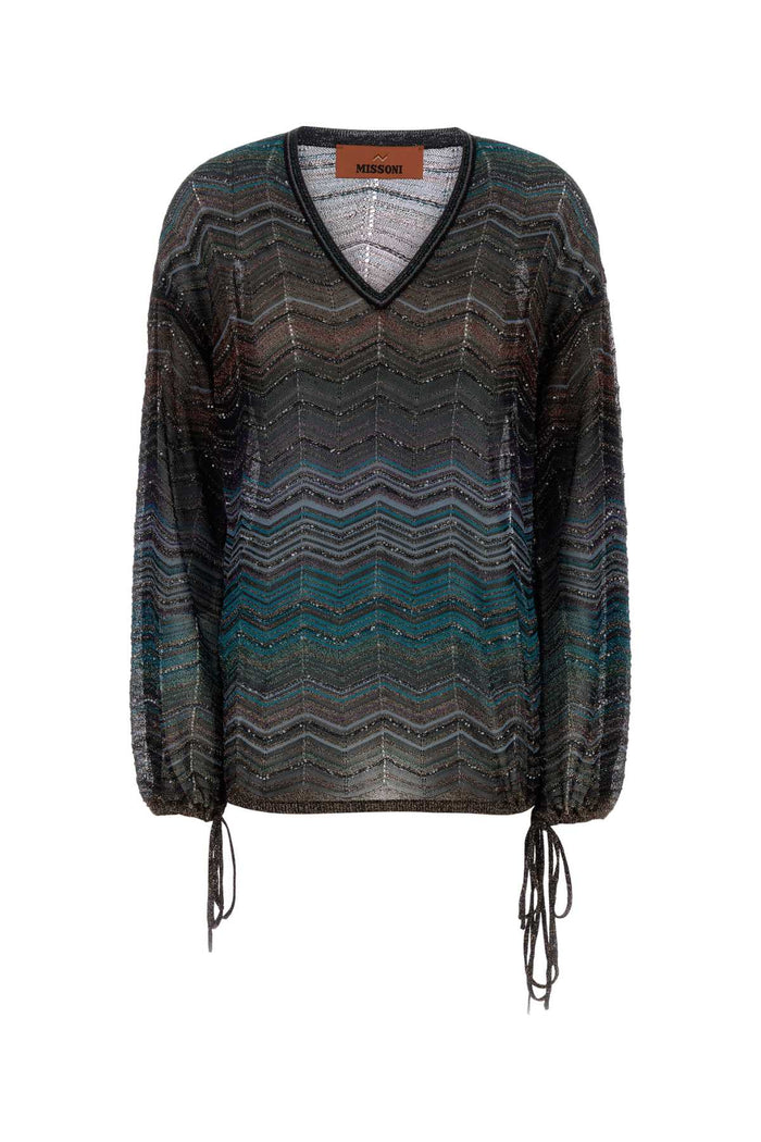 Embroidered Viscose Oversize Blouse Darkblue Vi Me Pa Camicie