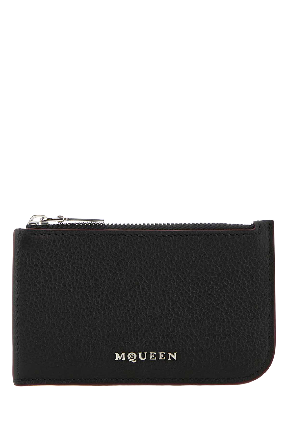 Black Leather Card Holder Blacksilver Portafogli