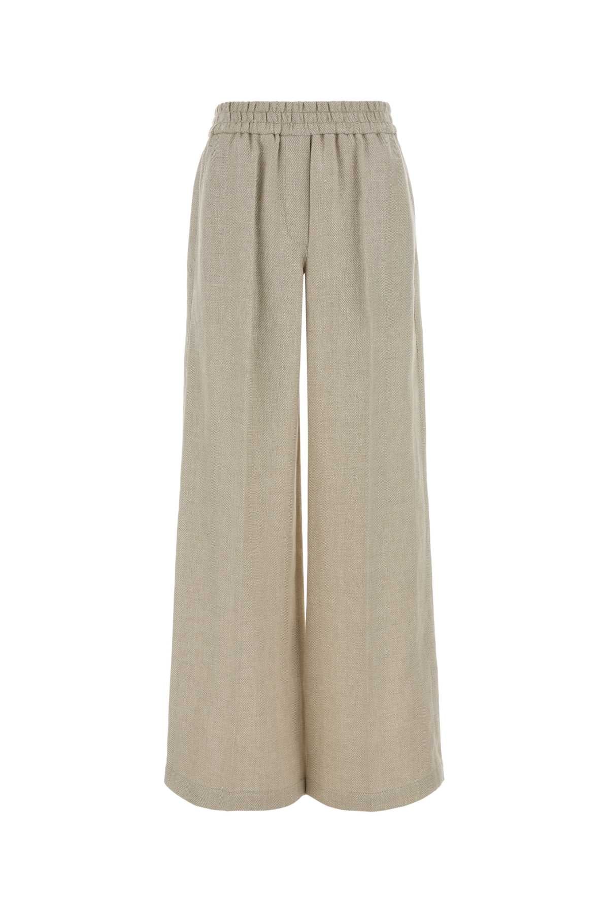 Melange Beige Linen Blend Wide-Leg Pant C001 Exterior: Cotton Pantaloni