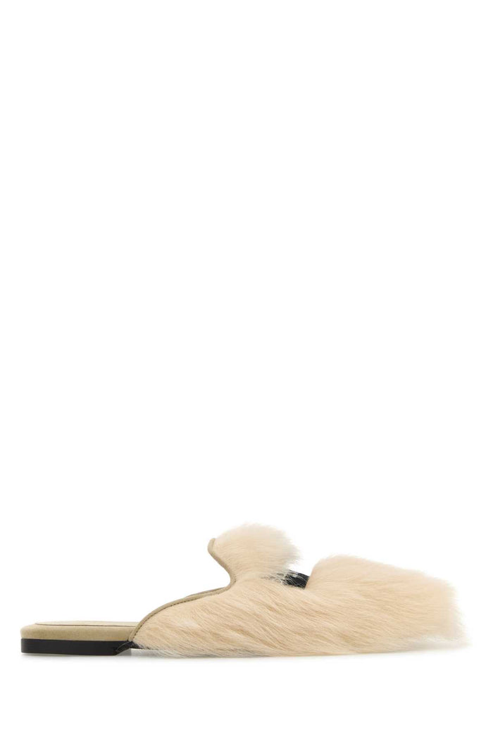 Sand Shearling Slippers Beigemedio