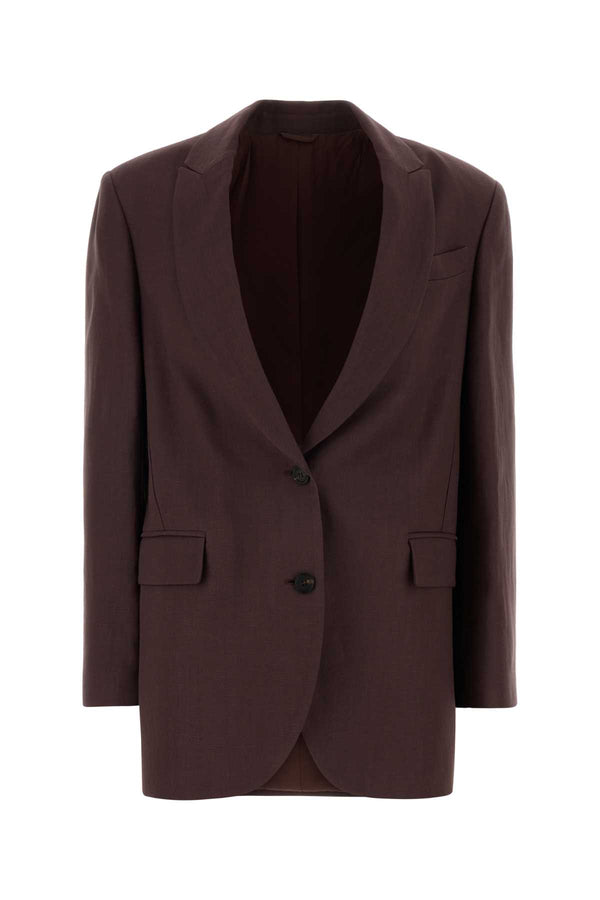 Brunello Cucinelli Jacket Exterior: 72% Viscose 28% Linen; Lining: 74% Acetate 26% Silk blazer in purple