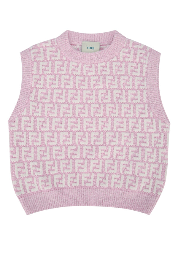 Fendi Kids Viscose 65% Cotton sweater in pink