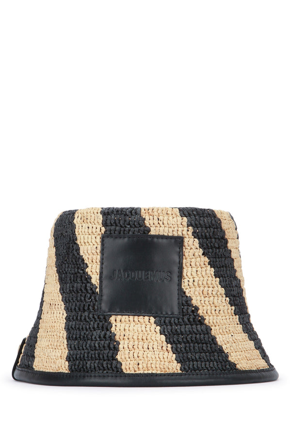 Jacquemus Soli Raffia bucket hat in black