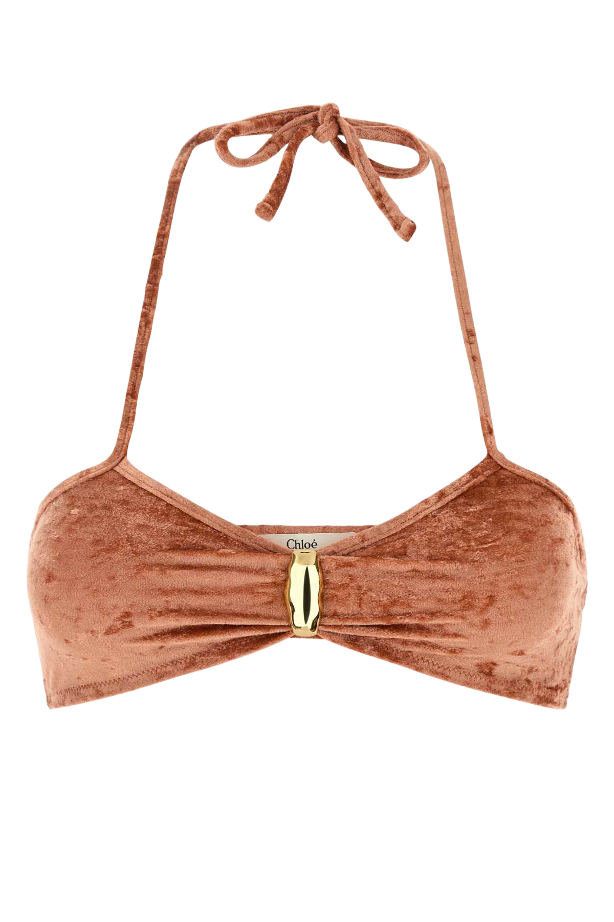 Peach Stretch Velvet Bikini Top Woodenorange Costumi Da Bagno