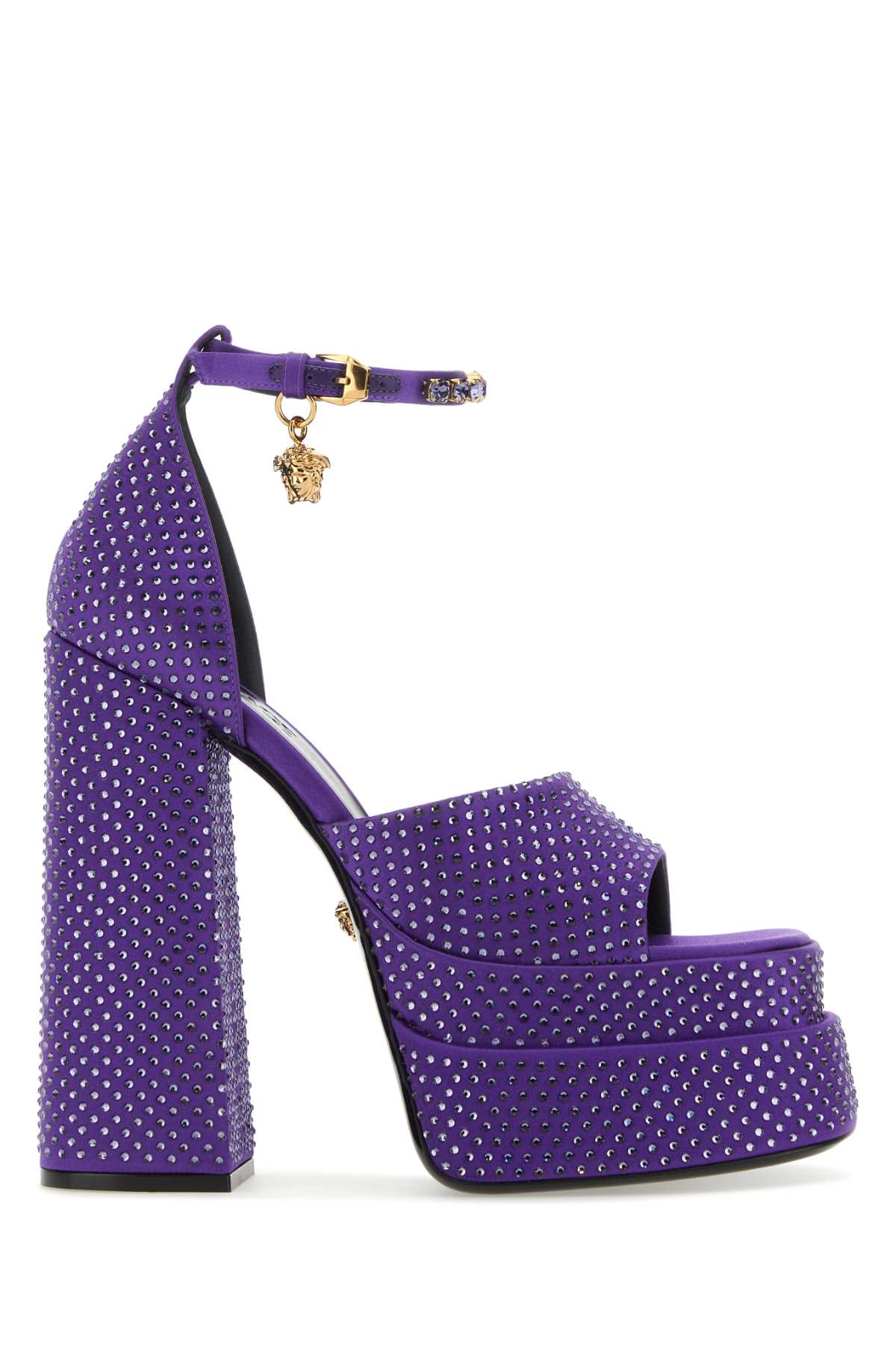 Purple Satin Medusa Aevitas Sandals Darkorchidoroversace Sandali