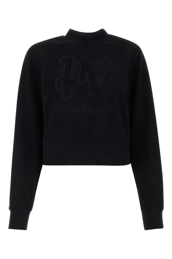 Black Cotton Sweatshirt Blackblack Exterior: Felpe