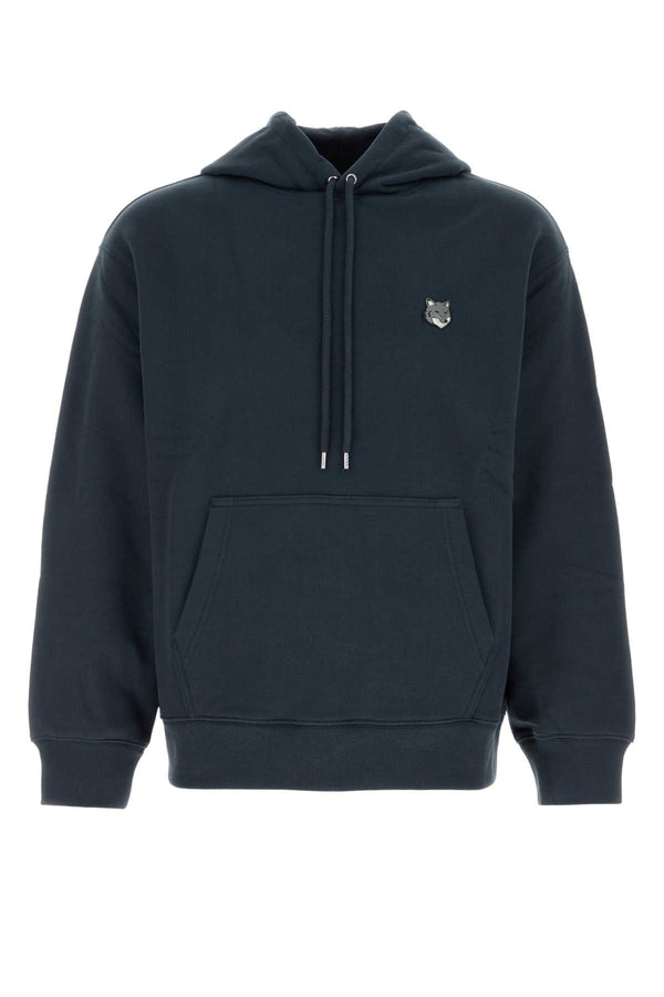 Maison Kitsune Head 100% Cotton // RIB = 98% Cotton hoodie in navy