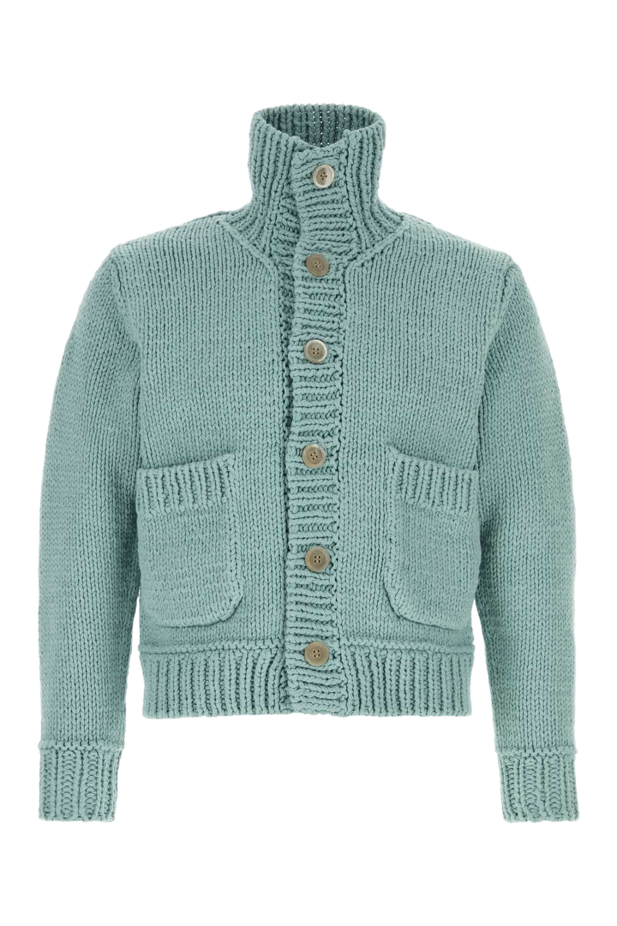 Light-Blue Cotton Blend Cardigan Saxeblue Exterior: Wool Felpe