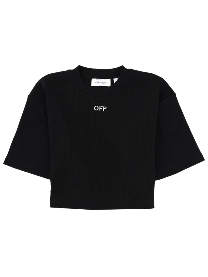 Cropped T-Shirt With Logo Black Cotton Elastane T-shirts