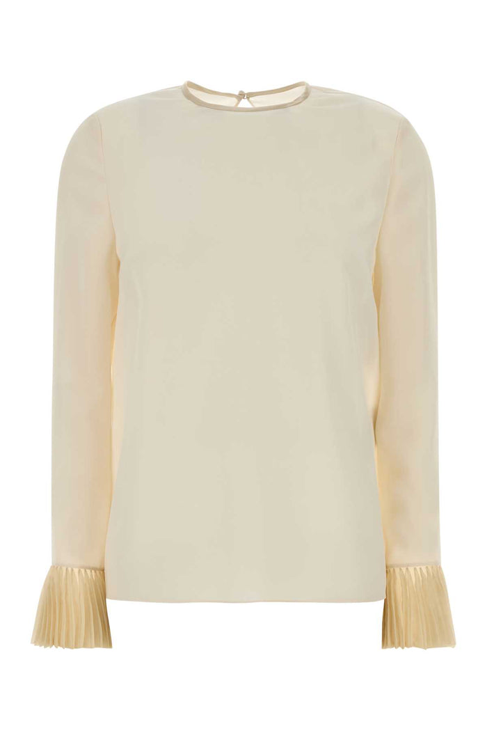Ivory Crepe Blouse Vaniglia Exterior: Silk Maglie