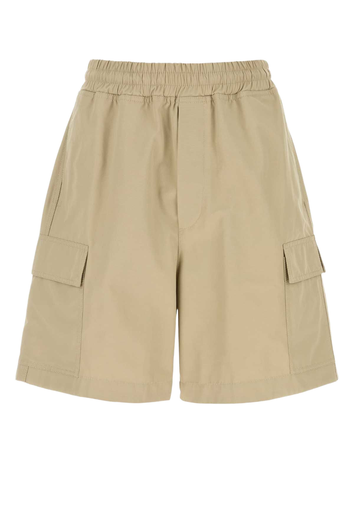 Beige Nylon Blend Bermuda Shorts Sahara Exterior: Cotton