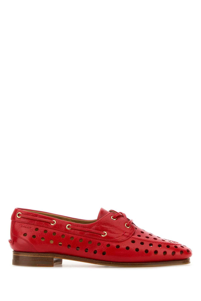 Red Leather Party Lace-Up Shoes Swissred24 Mocassini